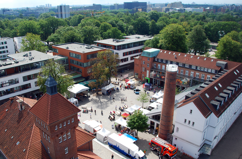 Blick auf den Alsterdorfer Markt, für den sich die Stiftung engagiert