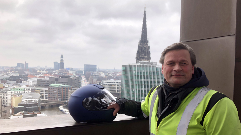 Lars Lemke auf dem Turm der Hauptkirche St. Katharinen in Hamburg