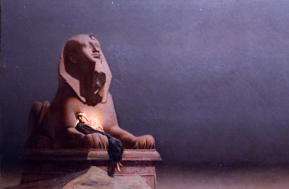 Maria mit dem Jesuskind in den Armen einer Sphinx (Gemälde des Malers Luc-Olivier Merson von 1879)
