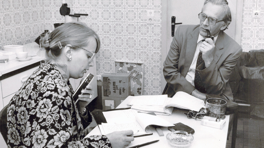 Winfried Petersen beim Interview mit Marion Wulf vor etwa 30 Jahren