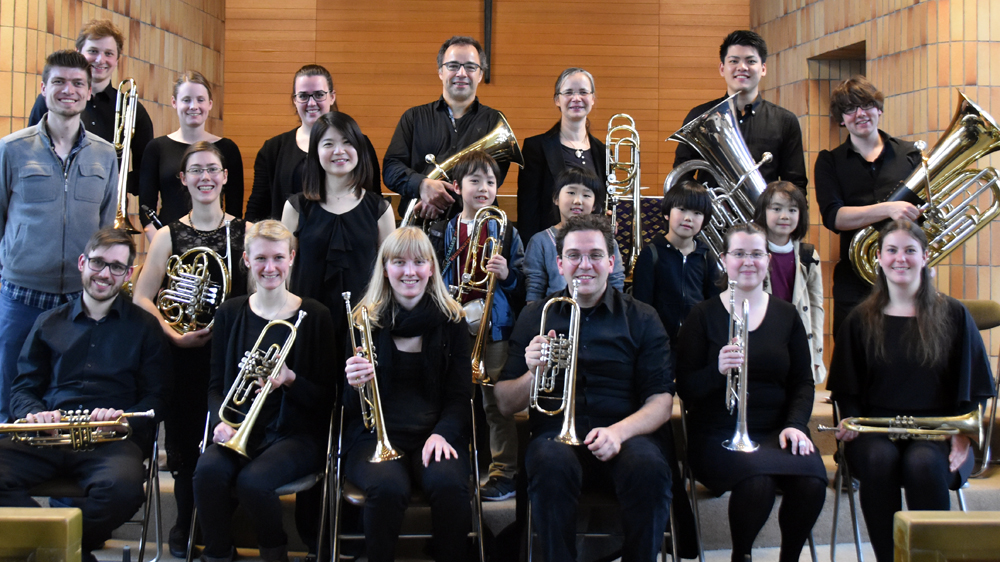 Gerrit Marx (Mitte, hinten) und der Posaunenchor der Johannesgemeinde Greifswald