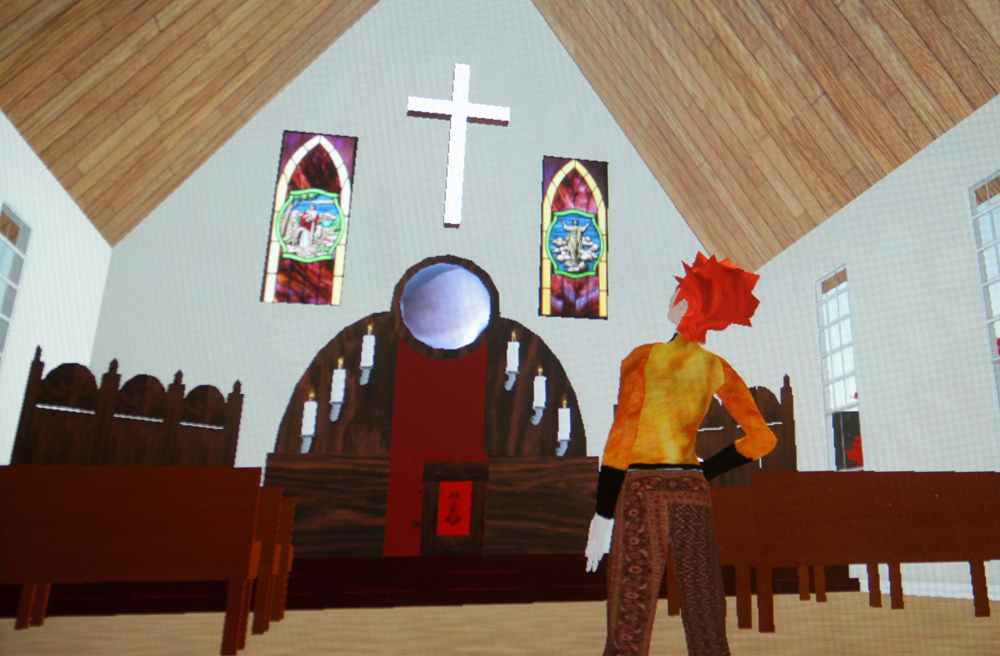So sieht die Kirche in der Internetwelt von "Second Life" aus