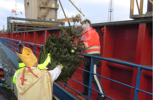 Und bitte schön! Dieser Seefahrer bekommt seinen Weihnachtsbaum direkt vom Nikolaus