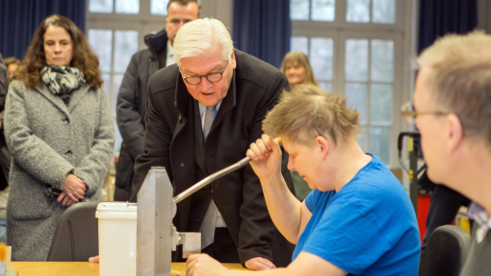 Bundespräsident Frank-Walter Steinmeier besuchte auch ein Arbeitsprojekt für psychisch kranke Menschen