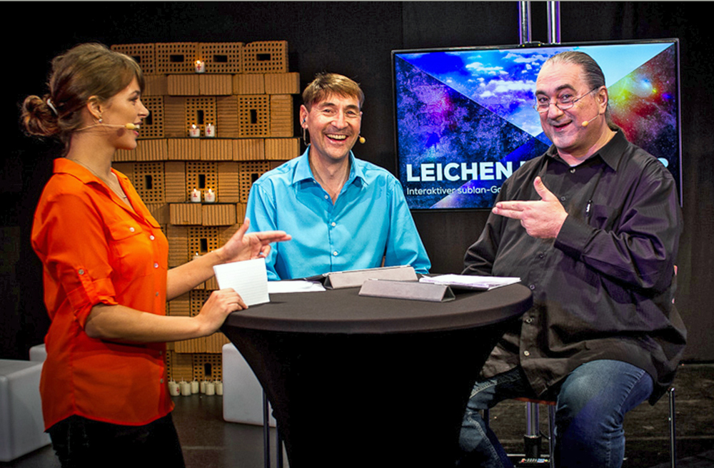 Das Team des Internet-Gottesdienstes (v.l.): Nena Baumüller und die beiden Pfarrer Rasmus Bertram und Mickey Wiese