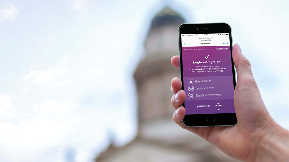 So sieht die Login-Seite beim "godspot" aus