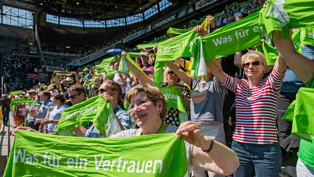 Gute Laune beim Kirchentag, hier 2019 in Dortmund