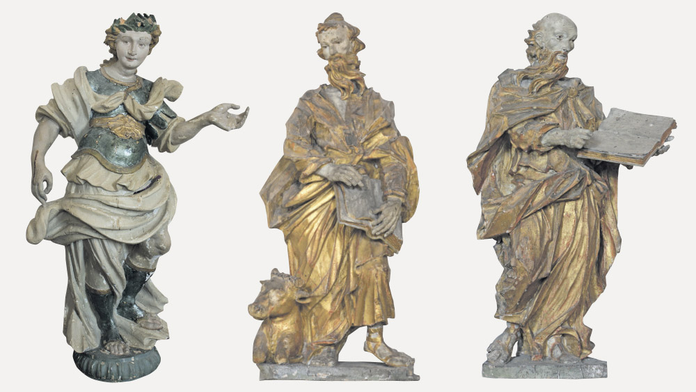 Gestohlen: ein Engel sowie die Figuren, Lukas und Matthäus