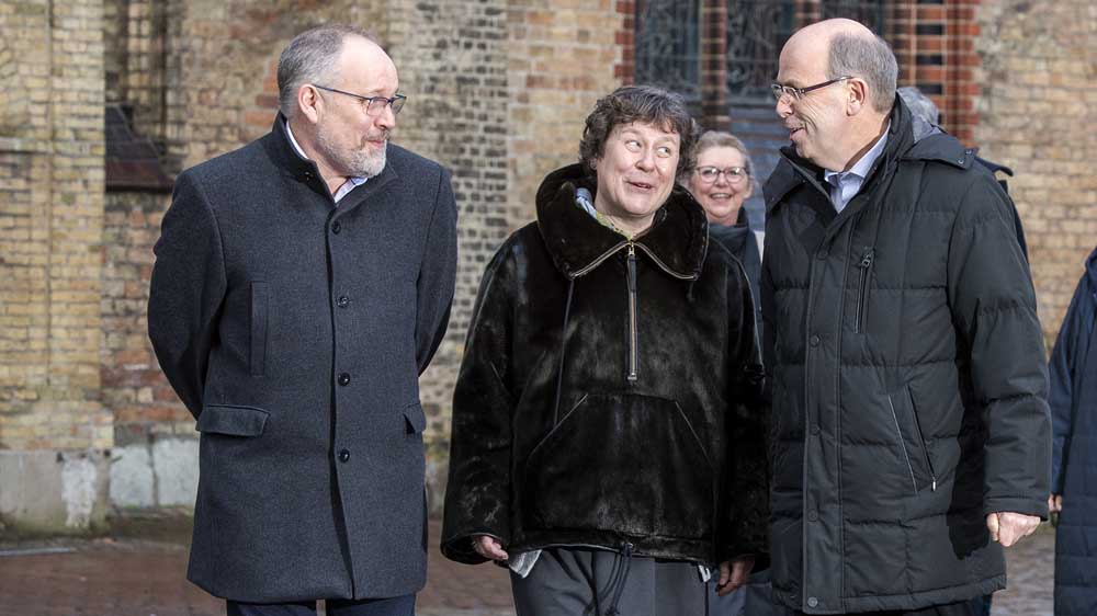 Bischof Elof Westergaard vom Bistum Ribe, Bischöfin Marianne Christiansen vom Bistum Hadersleben und der Schleswiger Bischof Gothart Magaard (v.l.)