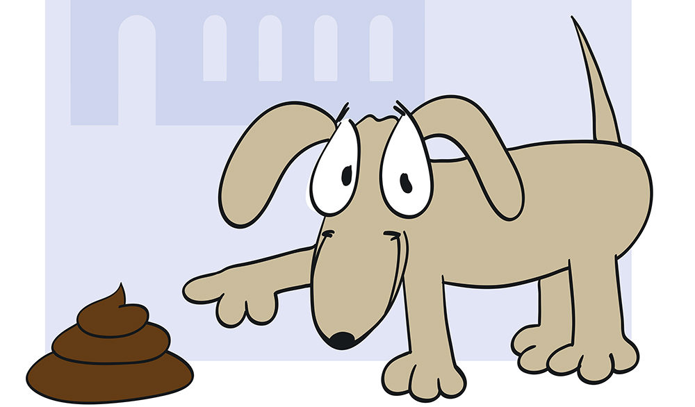 Dieser Hund weist auf dem Friedhof freundlich auf das Problem hin Zeichnung: Kompleks