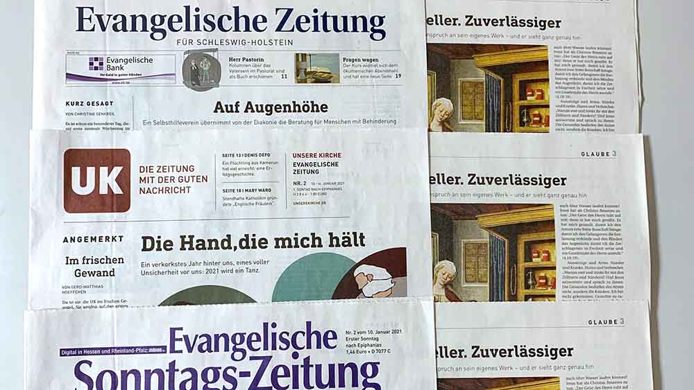 Einen gemeinsamen Mantelteil für ihre Kirchenzeitungen produzieren drei evangelische Verlage