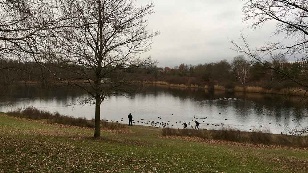 Der liturgische Spaziergang führt um den Kreidebergsee