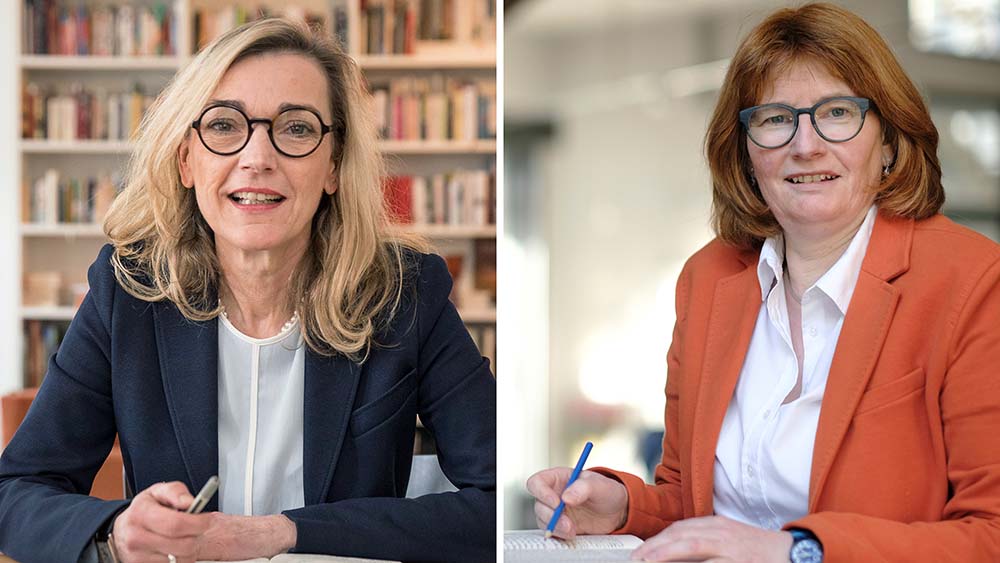 Sabine Dressler (li.) aus Braunschweig und Susanne Bei der Wieden aus Frankfurt wollen Kirchenpräsidentin werden