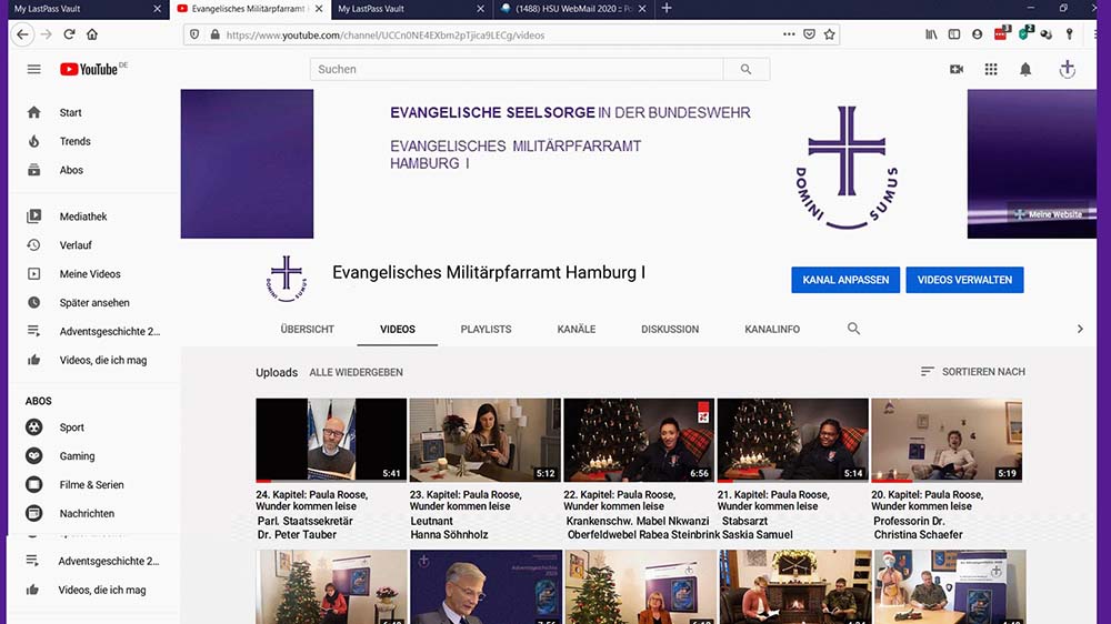 Auf der Internetseite des Militärpfarramts sind alle 25 Vorlesungen zu sehen