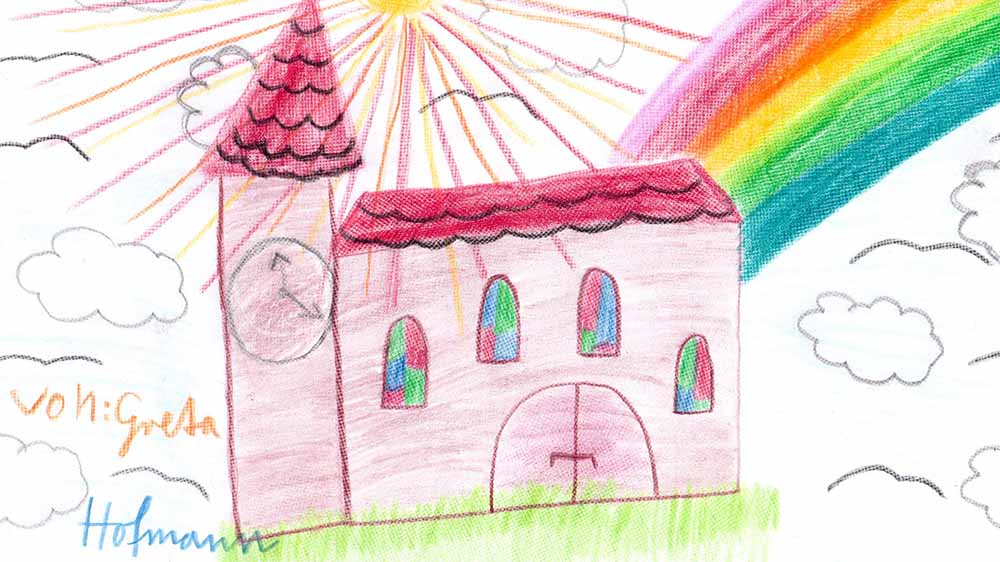 So hat Greta Hofmann die Kirche von Gielow gemalt