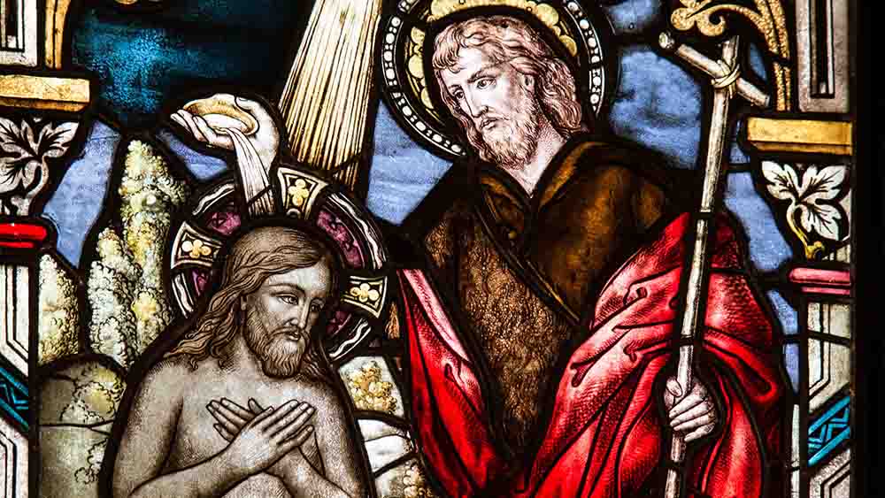 Kirchenfenster mit Jesus-Motiv