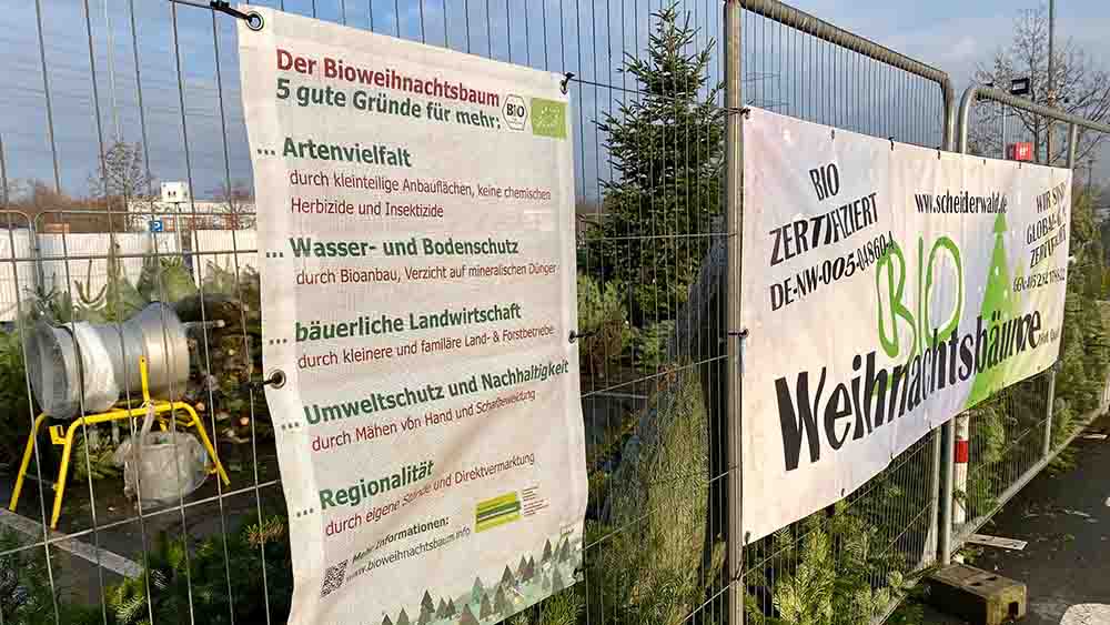 Für nachhaltige Bäume gibt es Bio-Siegel, wie hier in Nordrhein-Westfalen