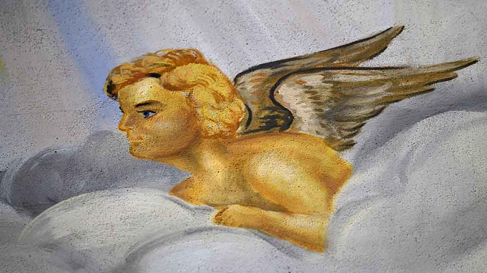 In der evangelischen Kirche in Tann-Habel in der Rhön ist Marilyn Monroe als Engel zu bewundern