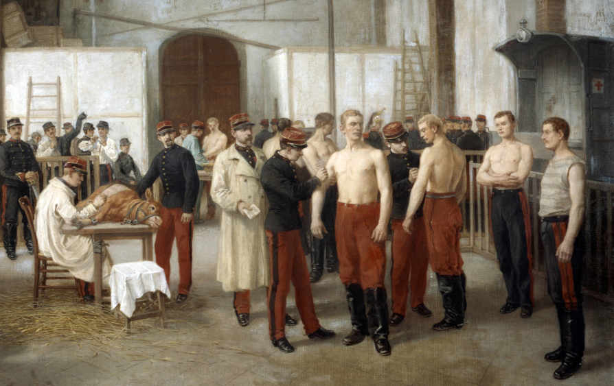 „Pockenimpfung“, Gemälde von Alfred Touchemolin, Französischer Maler (1829-1907)