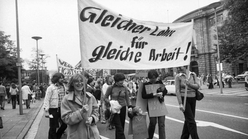 Schon im Jahr 1978 gab es Demonstration für gleichen Lohn, hier in Mainz