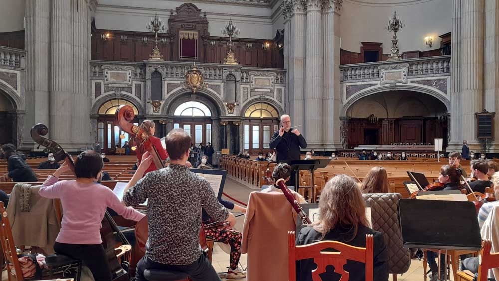 Orchesterprobe im Berliner Dom 