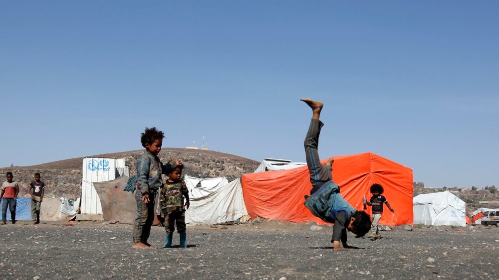 Spielende Kinder in einem Flüchtlingslager bei Sanaa im Jemen