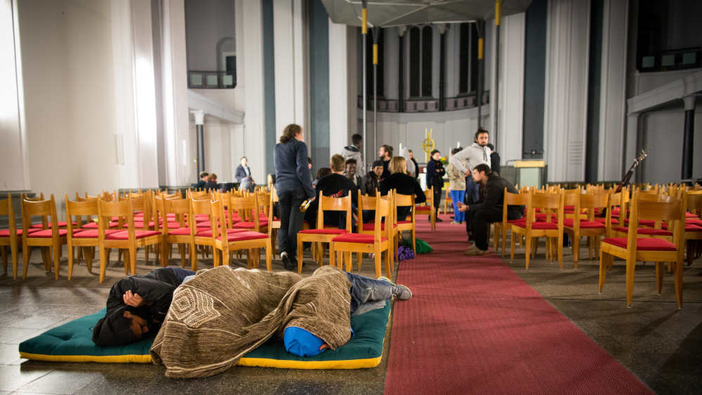 Flüchtlinge in der Thomaskirche in Kreuzberg (2014)