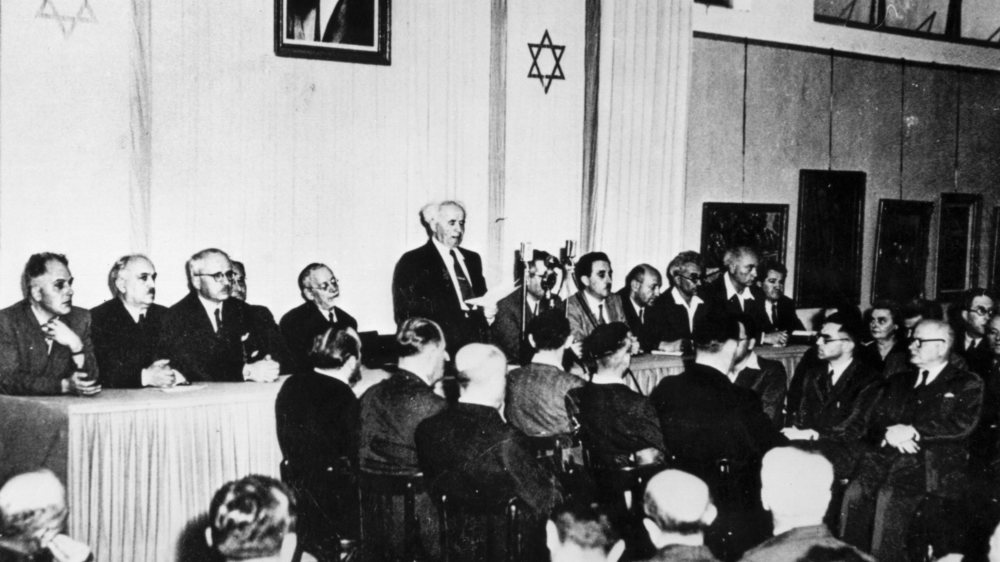 Proklamation der Unabhängigkeit des Staates Israel durch Ministerpräsident David Ben Gurion am 14. Mai 1948