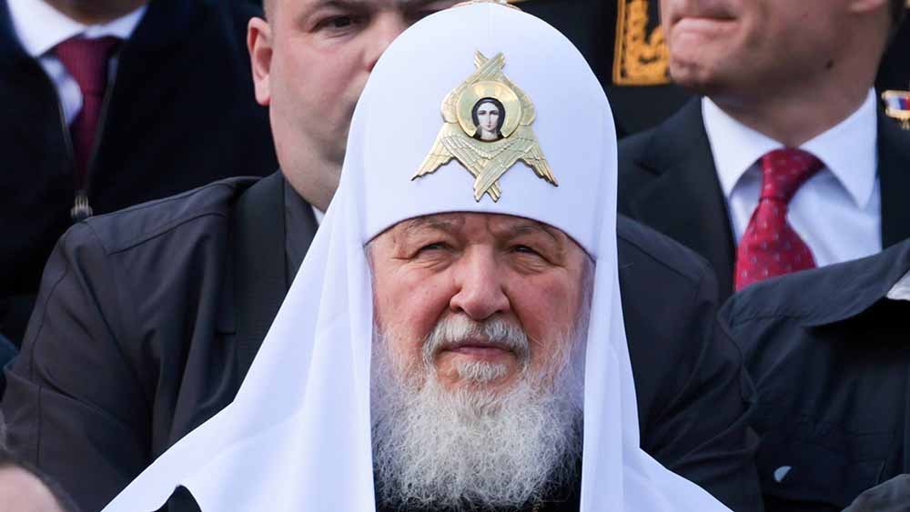 Patriarch Kyrill bei der Militärparade am 9. Mai 2023 in Moskau
