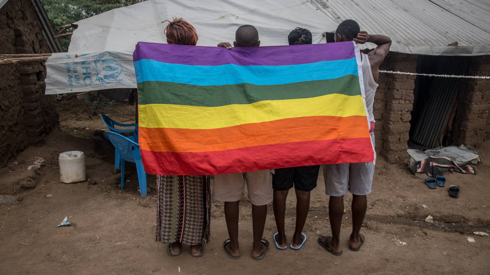 Ugandische LGBT-Flüchtlinge posieren in einem geschützten Teil des Flüchtlingslagers Kakuma im Nordwesten Kenias (Archivbild)