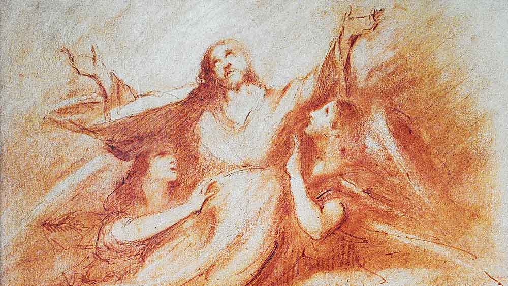 Christi Himmelfahrt – Zeichnung von Nikolaos Kounelakis (1868), Pastell auf Papier