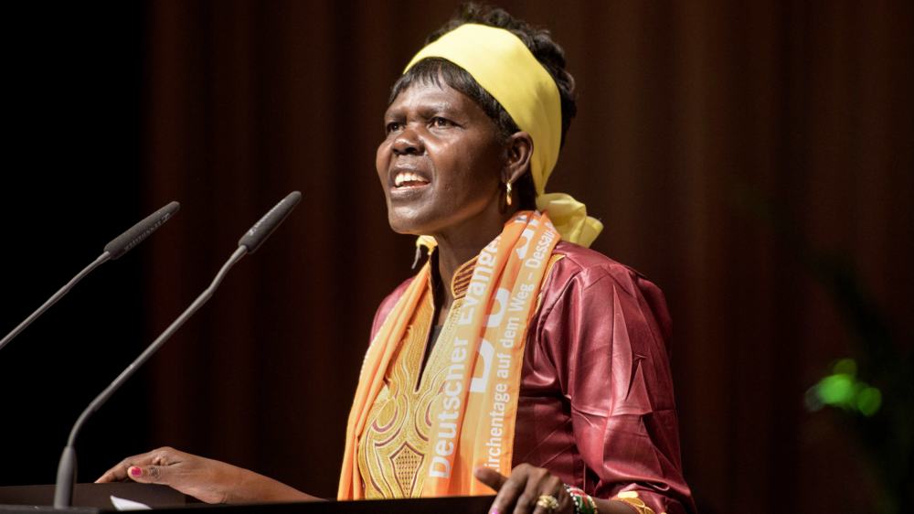 Agnes Abuom, damals Vorsitzende des Zentralausschuss Ökumenischer Rat der Kirchen, beim evangelischen Kirchentag in Berlin (2017)