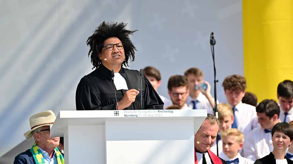 Pastor Quinton Ceasar hielt die Abschlusspredigt beim Kirchentag in Nürnberg