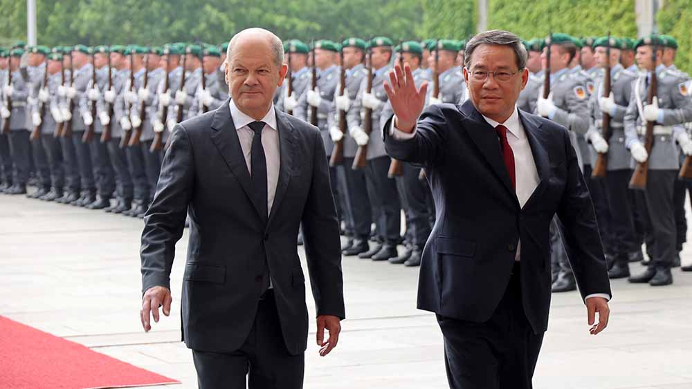 Kanzler Olaf Scholz empfängt in Berlin den chinesischen Ministerpräsidenten Li Qiang