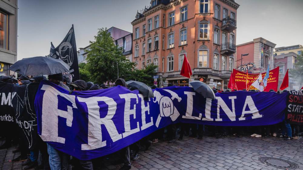 Proteste gegen die Verurteilung von Lina E. in Hamburg