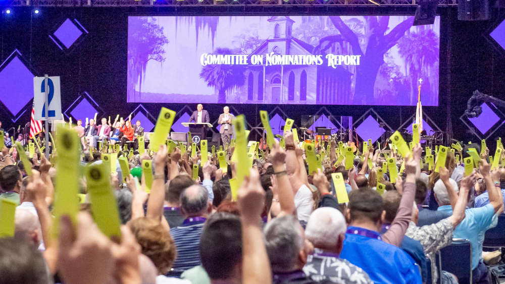 Die Daily Advertiser-Delegierten stimmen auf der Southern Baptist Convention im New Orleans Ernest N Morial Convention Center ab