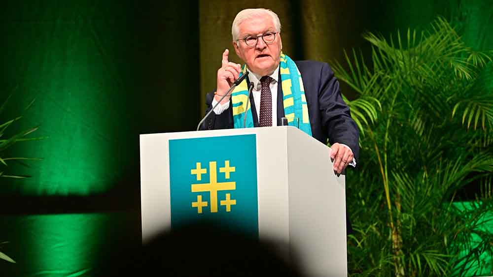 Bundespräsident Frank-Walter Steinmeier bei seiner Bibelarbeit auf dem Kirchentag