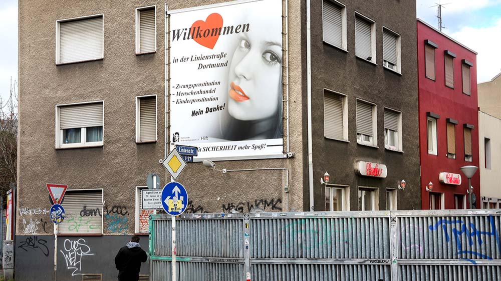Plakat der Dortmunder Mitternachtsmission gegen Zwangsprostitution, Menschenhandel und Kinderprostitution