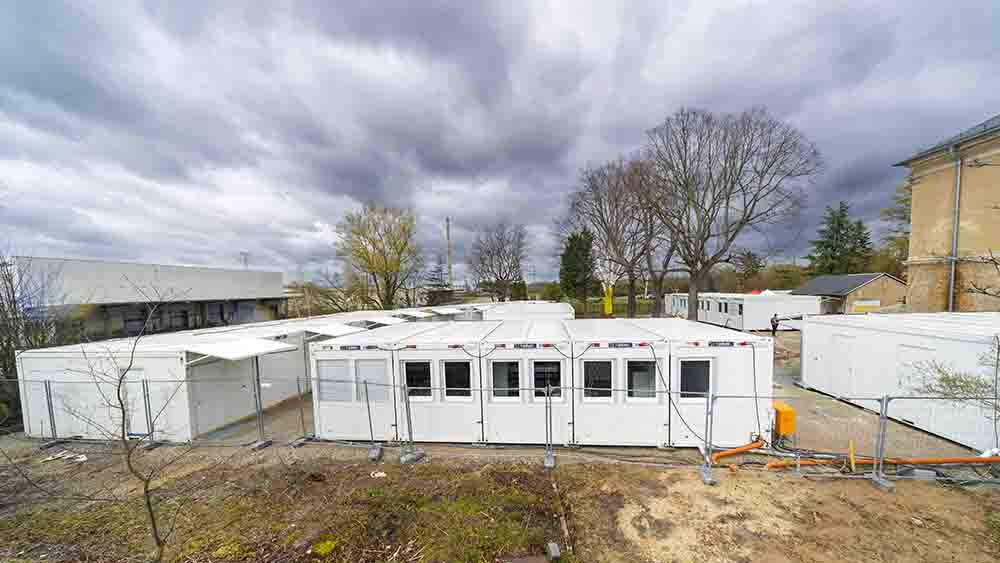 In Dresden kommen Geflüchtete übergangsweise in diesem Heim unter