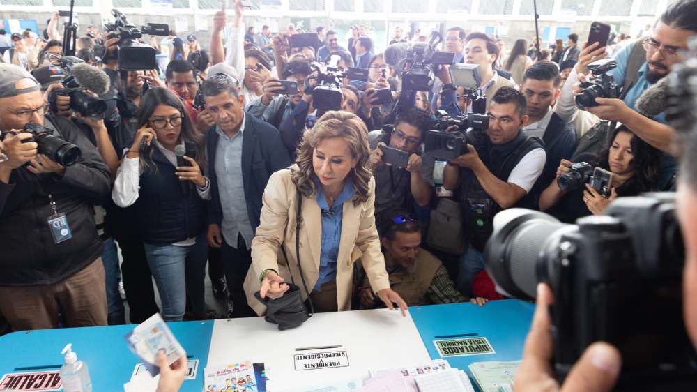 Präsidentschaftskandidatin Sandra Torres gibt ihre Stimme in Guatemala-Stadt ab