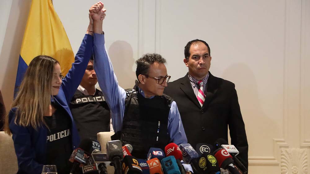 Pressekonferenz mit Ecuadors Kandidat Christian Zurita für die Präsidentschaftswahl
