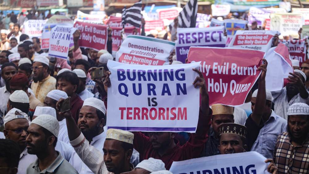 Demonstration in Bangladesh gegen die Koranverbrennung in Stockholm