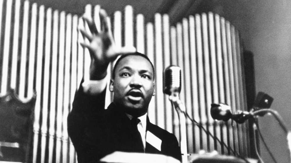 Martin Luther King während einer Rede um 1966