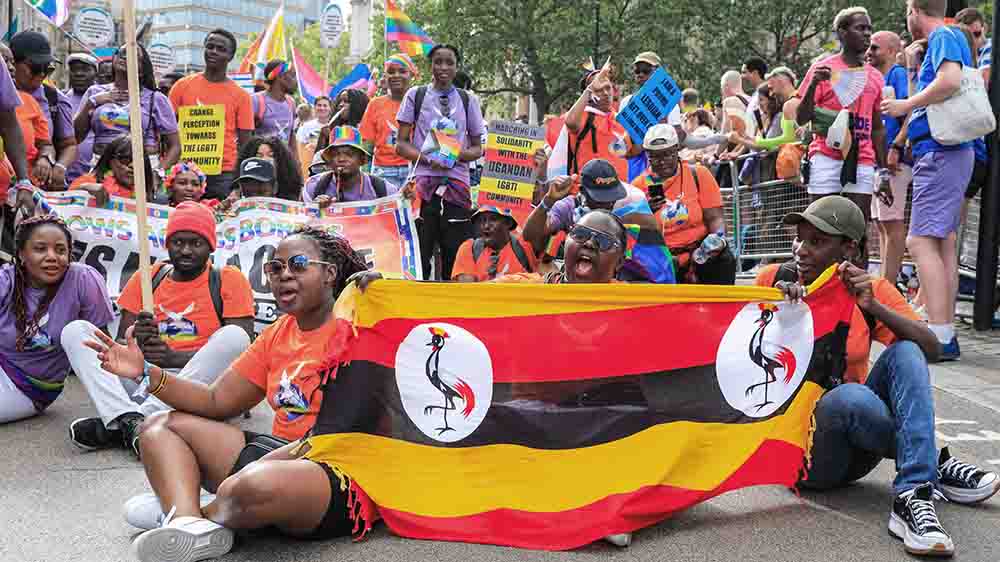 Gegen das Anti-Queer-Gesetz in Uganda gab es weltweit Demonstrationen, hier in London
