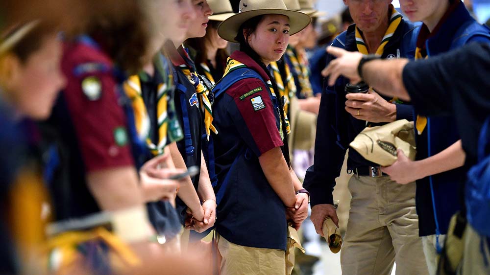 Pech mit dem Wetter: Die mehr als 40.000 beteiligten Mädchen und Jungen mussten das Zeltcamp in der Region Saemangeum vorzeitig verlassen