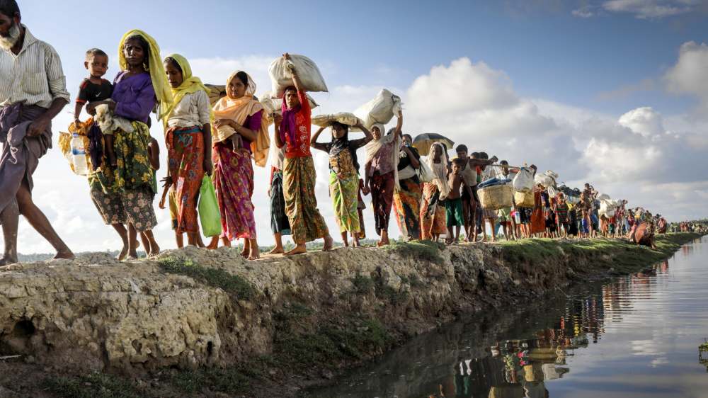 Nach Bangladesch flüchtende Rohingya im Oktober 2017