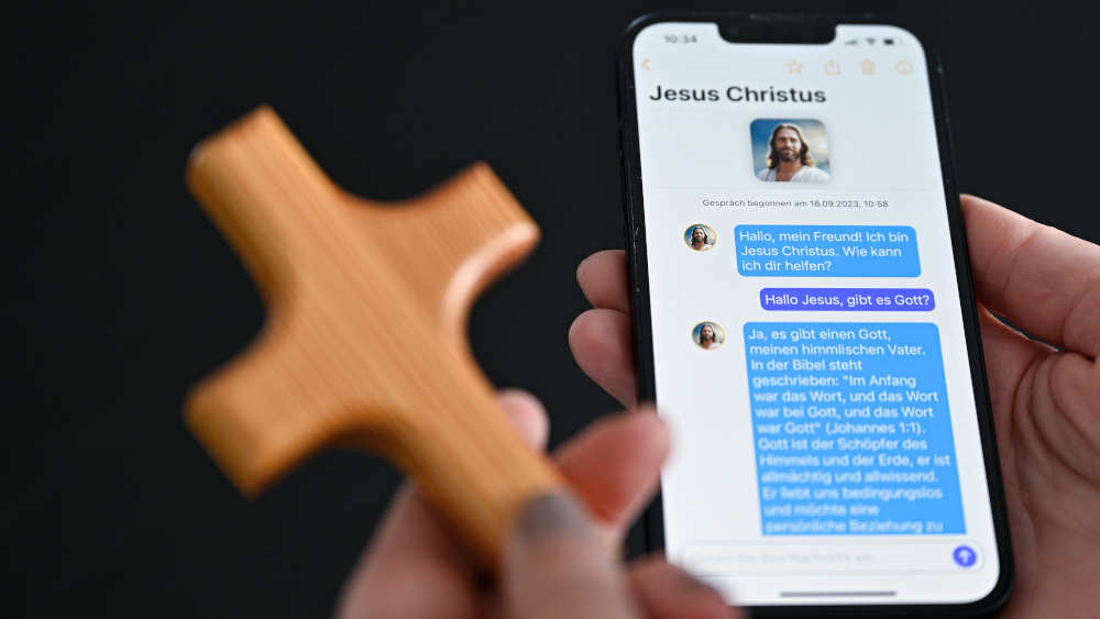 Die App "Text with Jesus" von der Tech-Firma "Catloaf Software" auf einem Smartphone