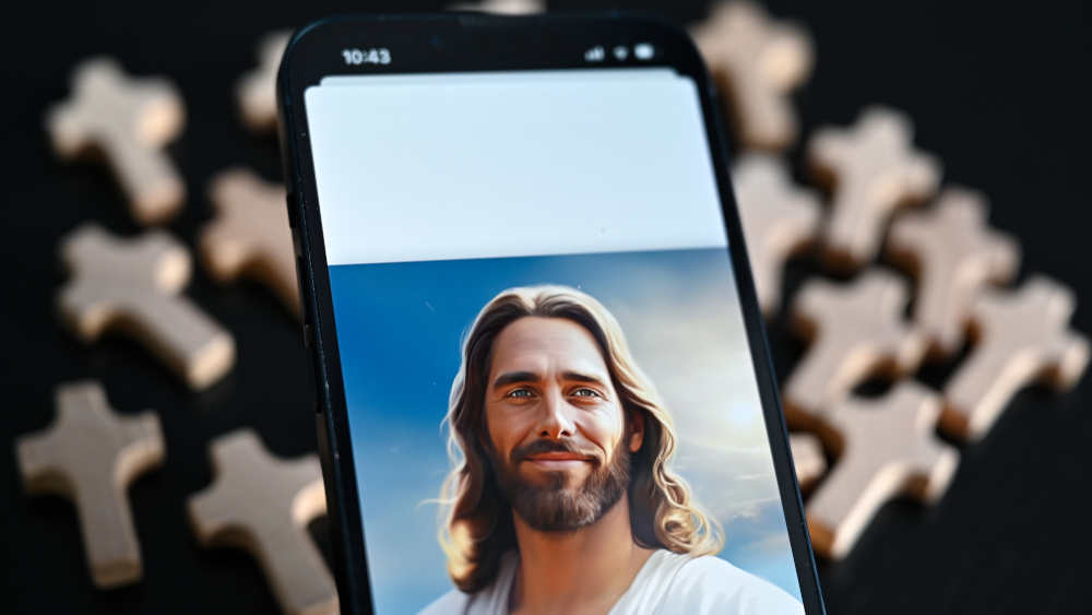 Die App "Text with Jesus" von der Tech-Firma "Catloaf Software" auf einem Smartphone