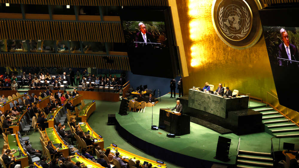Die Delegierten auf der Generalversammlung der UN-Konferenz bei den Vereinten Nationen am 24. März 2023 in New York City, USA