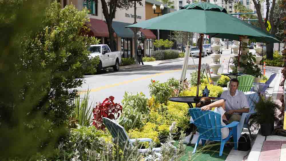 In den USA, wie hier in Florida, wird der "Park(ing) Day" regelrecht zelebriert